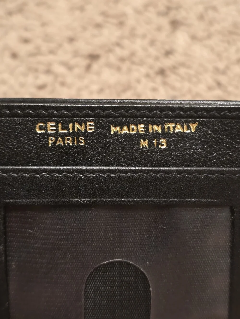 Vintage Celine Black Grained Leather Bi-Fold Wallet / Passcase M13